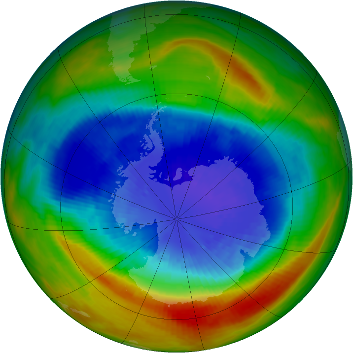 Antarctic ozone map for 15 September 1991